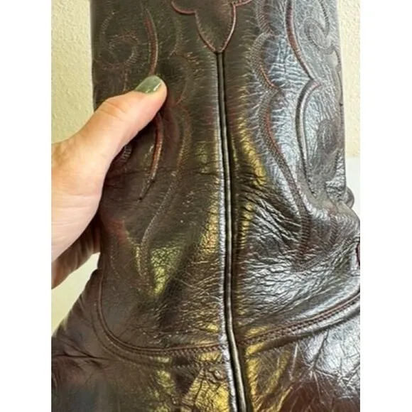 Lucchese Burgundy Maroon Leather Cowboy Western Boots Men’s Size 9.5 D