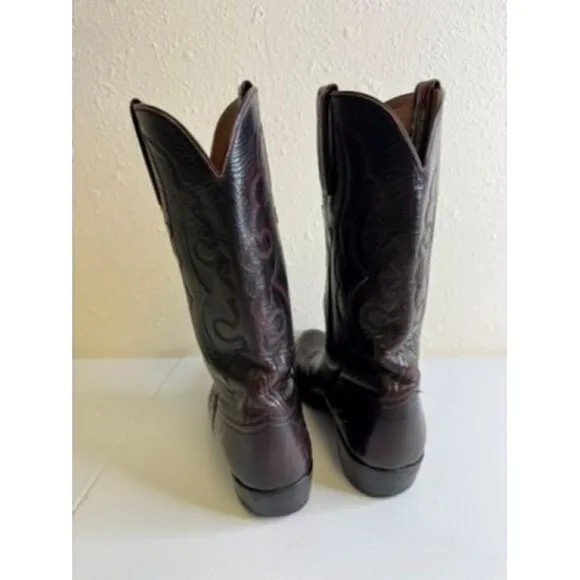 Lucchese Burgundy Maroon Leather Cowboy Western Boots Men’s Size 9.5 D