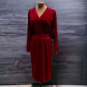 Lucy Fellini velour magenta‎ vintage dress V neck