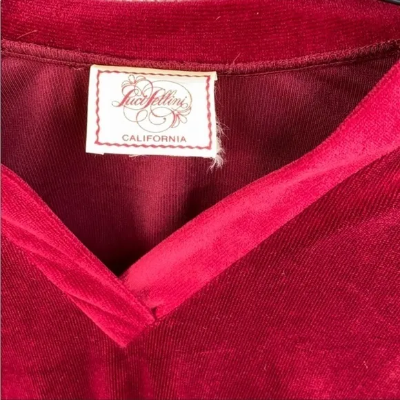 Lucy Fellini velour magenta‎ vintage dress V neck