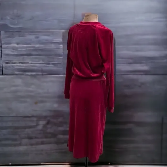 Lucy Fellini velour magenta‎ vintage dress V neck