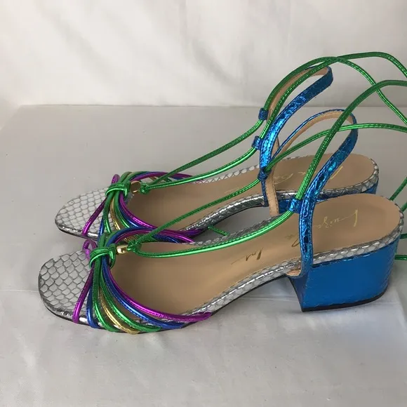 Luisa Barcelos strappy colorful  sandals Sz US 10B NWOT