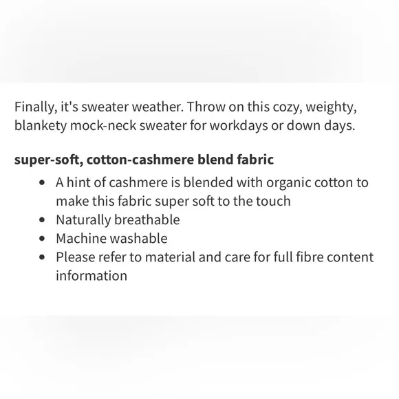 Lululemon Cotton-Cashmere Blend Mock Neck Sweater 8