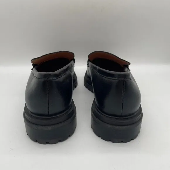 Madewell $158 The Bradley Lugsole Loafer Flats Black Leather Size 12 NG674