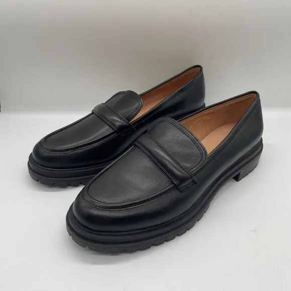 Madewell $158 The Bradley Lugsole Loafer Flats Black Leather Size 12 NG674