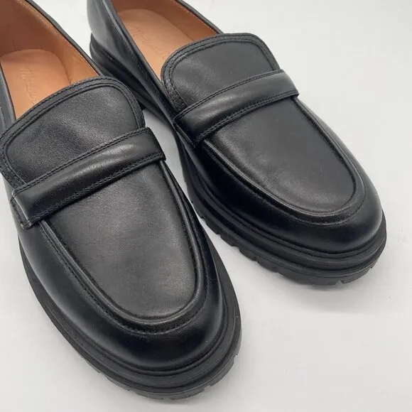 Madewell $158 The Bradley Lugsole Loafer Flats Black Leather Size 12 NG674