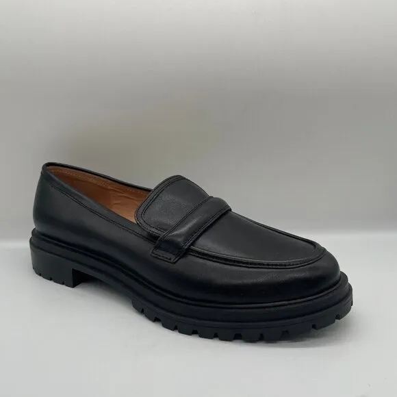 Madewell $158 The Bradley Lugsole Loafer Flats Black Leather Size 12 NG674