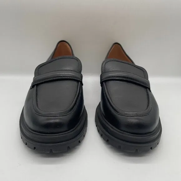 Madewell $158 The Bradley Lugsole Loafer Flats Black Leather Size 12 NG674