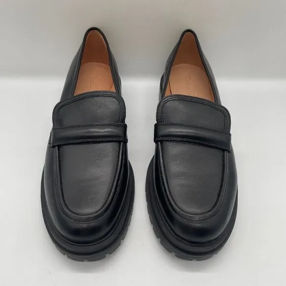Madewell $158 The Bradley Lugsole Loafer Flats Black Leather Size 12 NG674