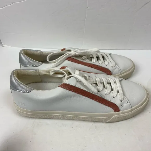 Madewell Delia Sidewalk Sneakers White Pink Silver Leather Womens 9.5