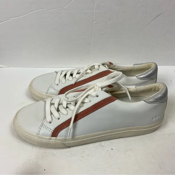 Madewell Delia Sidewalk Sneakers White Pink Silver Leather Womens 9.5