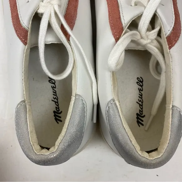 Madewell Delia Sidewalk Sneakers White Pink Silver Leather Womens 9.5