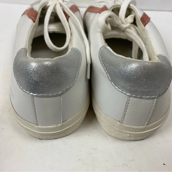Madewell Delia Sidewalk Sneakers White Pink Silver Leather Womens 9.5