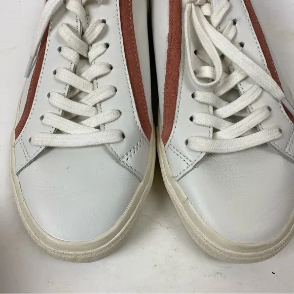 Madewell Delia Sidewalk Sneakers White Pink Silver Leather Womens 9.5
