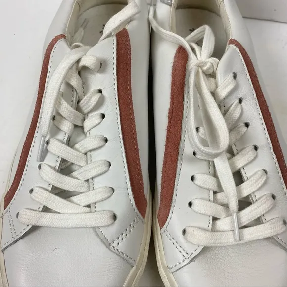 Madewell Delia Sidewalk Sneakers White Pink Silver Leather Womens 9.5