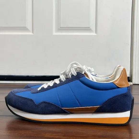 Madewell MWL Kickoff Sneakers Unisex Men 7.5M Womens 9 Blue Suede Like New Retro