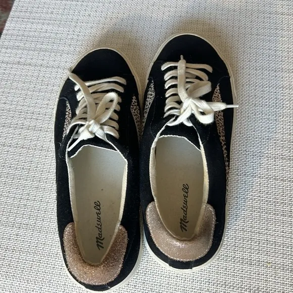 Madewell Sidewalk Low-Top Sneakers in Suede and Animal print sneakers