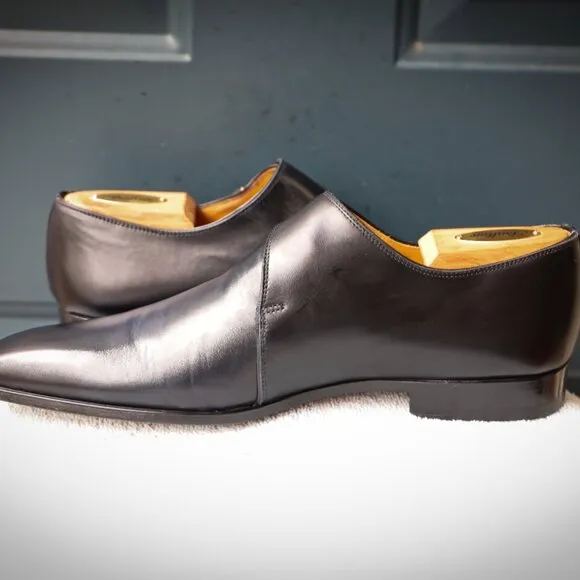 Magnanni 8.5-M Black and Blue-hued Monk Strap Mens Dress Shoes