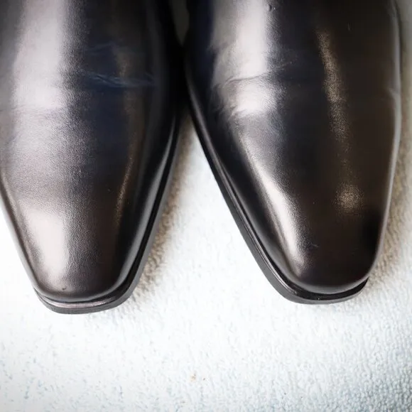 Magnanni 8.5-M Black and Blue-hued Monk Strap Mens Dress Shoes