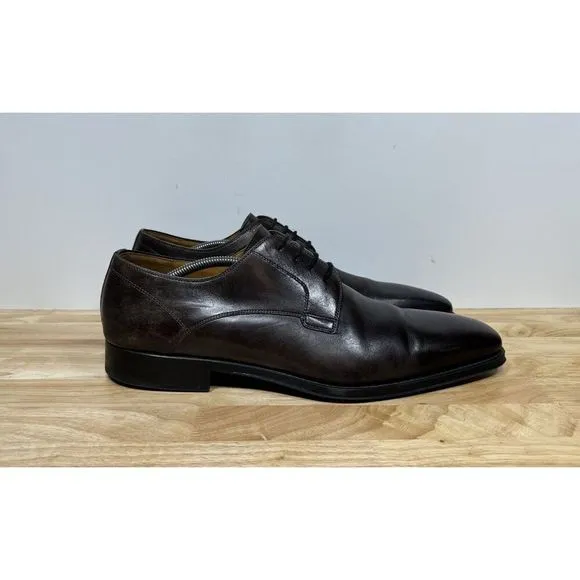 Magnanni Derby Dress Shoes Knight Plain-Toe Square Size 13 Dark Brown 23478