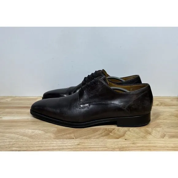 Magnanni Derby Dress Shoes Knight Plain-Toe Square Size 13 Dark Brown 23478