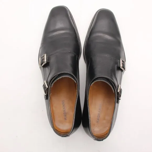 Magnanni Double Monk Strap Men's Size 8 M Black Leather Dress Shoes