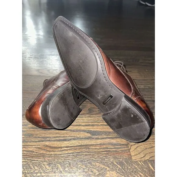 Magnanni Dress Shoes Cap Toe Oxford Brown Leather Mens Size 12 M Workwear