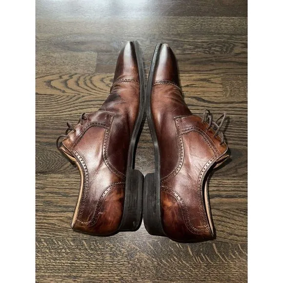Magnanni Dress Shoes Cap Toe Oxford Brown Leather Mens Size 12 M Workwear