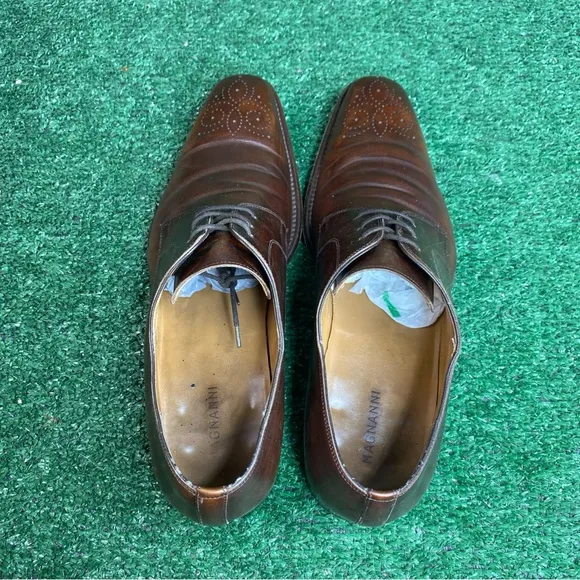 Magnanni Lace Up Oxford Brown Leather Dress Shoes Mens Size 10