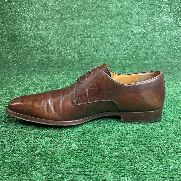 Magnanni Lace Up Oxford Brown Leather Dress Shoes Mens Size 10