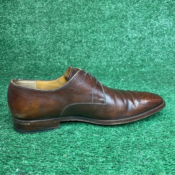 Magnanni Lace Up Oxford Brown Leather Dress Shoes Mens Size 10