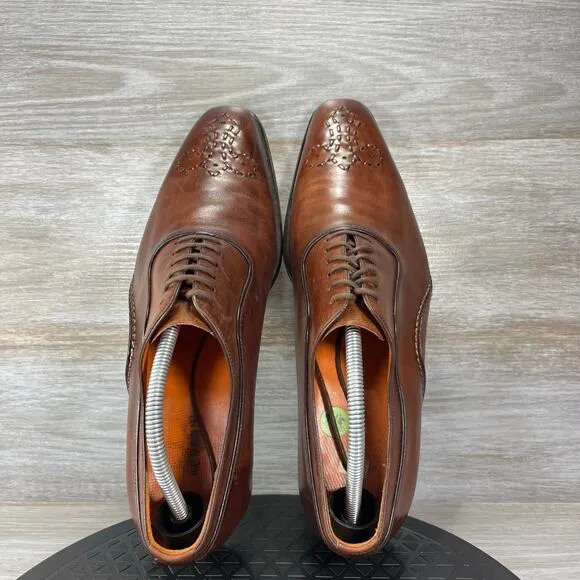 Magnanni Mens Cognac Brown Leather Oxfords Dress Shoes Size 9 M