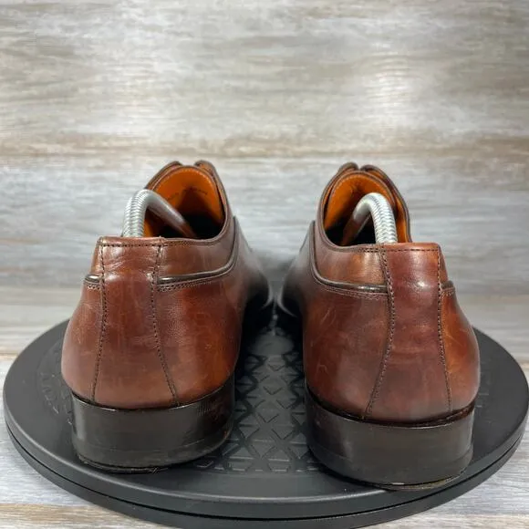 Magnanni Mens Cognac Brown Leather Oxfords Dress Shoes Size 9 M