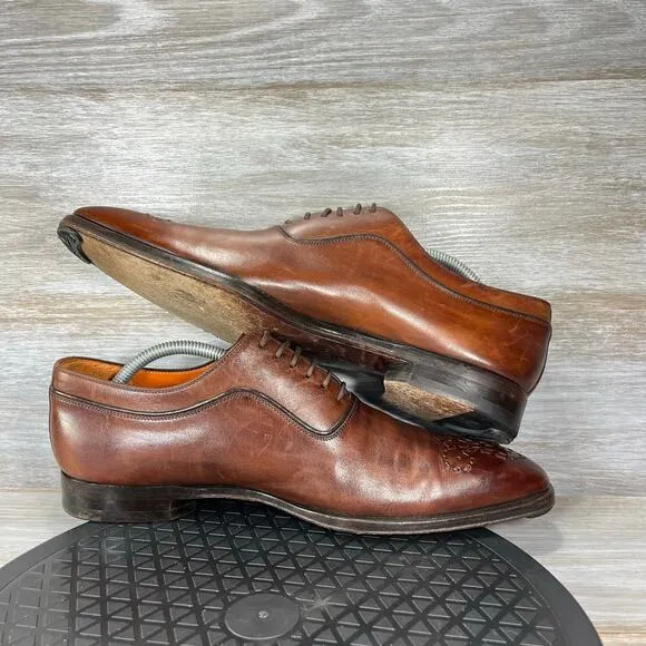 Magnanni Mens Cognac Brown Leather Oxfords Dress Shoes Size 9 M