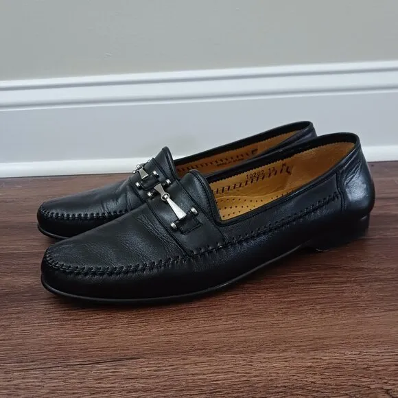 Magnanni Mens Loafers Horsebit Size 13M Black Leather Bit Slip On Dress Shoes