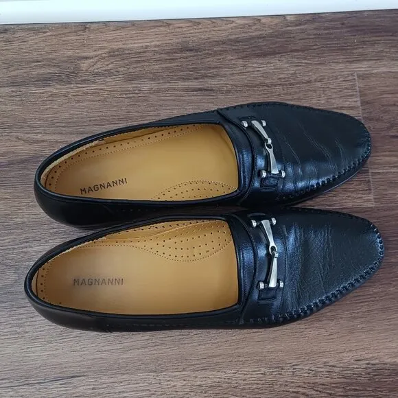Magnanni Mens Loafers Horsebit Size 13M Black Leather Bit Slip On Dress Shoes