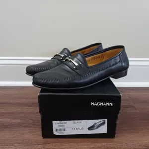 Magnanni Mens Loafers Horsebit Size 13M Black Leather Bit Slip On Dress Shoes