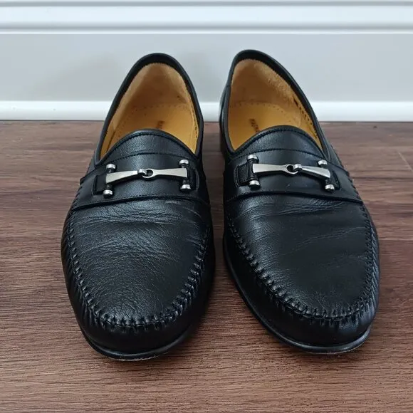 Magnanni Mens Loafers Horsebit Size 13M Black Leather Bit Slip On Dress Shoes