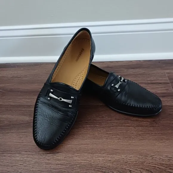 Magnanni Mens Loafers Horsebit Size 13M Black Leather Bit Slip On Dress Shoes