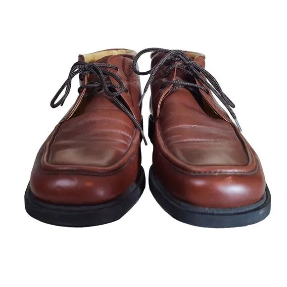 Magnanni Men's size 9 Brown Leather Moc Toe Lace Up Chukka Dress Shoes