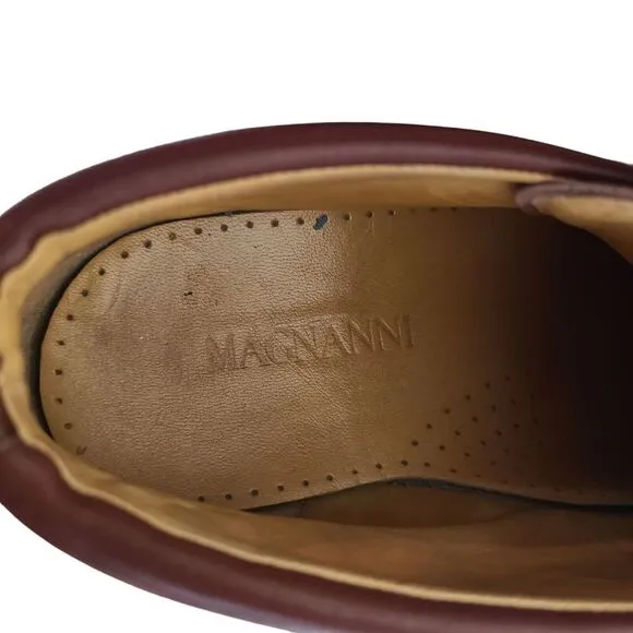 Magnanni Men's size 9 Brown Leather Moc Toe Lace Up Chukka Dress Shoes