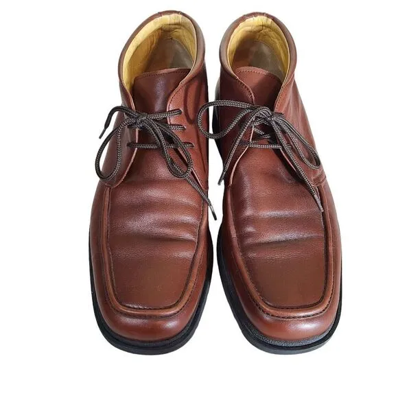 Magnanni Men's size 9 Brown Leather Moc Toe Lace Up Chukka Dress Shoes