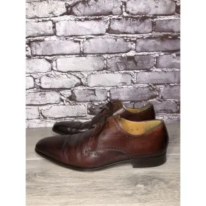 Magnanni Neiman Marcus Burnished Brown Leather Wingtip Dress Shoes Men Sz 10M US