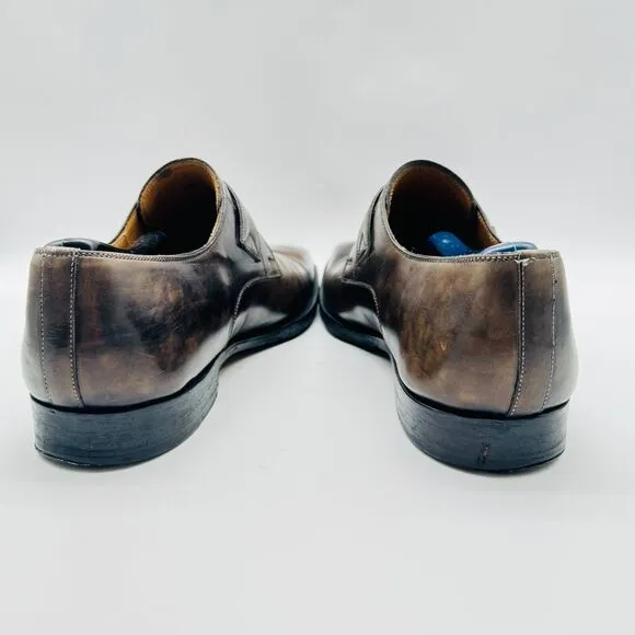 Magnanni Shoes Mens 9 Brown Leather Monk Strap Casual Dress Slip On Oxford