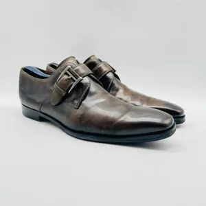 Magnanni Shoes Mens 9 Brown Leather Monk Strap Casual Dress Slip On Oxford