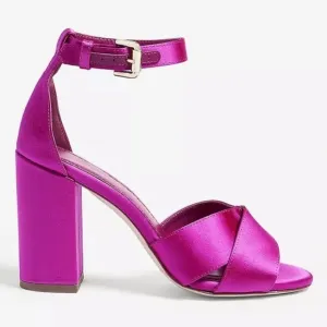 Maje Silk and Leather Heels Rose Fluo Forigama Sandals New in Box sz 8