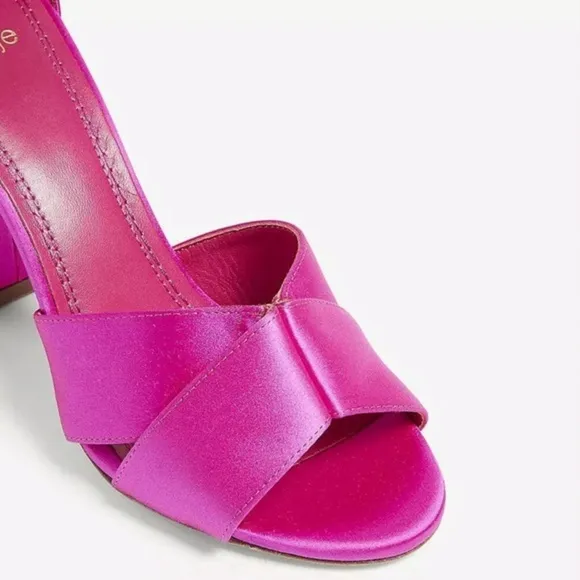 Maje Silk and Leather Heels Rose Fluo Forigama Sandals New in Box sz 8