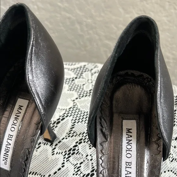 Manolo Blahnik Gun powder dark gray  Strappy Heels
