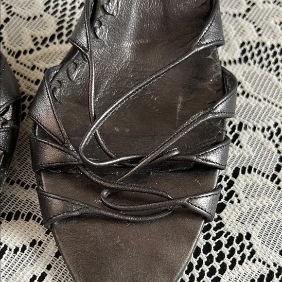 Manolo Blahnik Gun powder dark gray  Strappy Heels