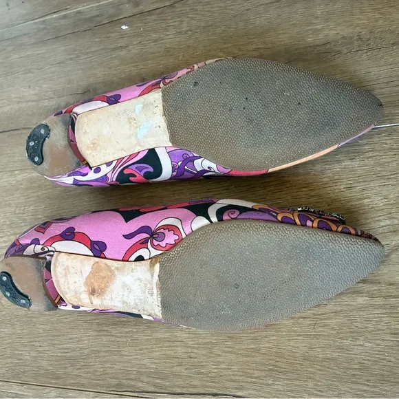 Manolo Blahnik Silk &amp; Crystal Flats